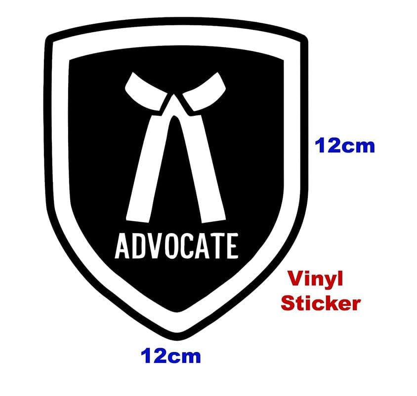 Advocate Emblem of Honor Window Sticker, Black & White 5.5 inch | Advocate Lawyer Sign Logo Sticker Pack of 2 Waterproof Vinyl Stickers Comaptible for Cars and Two Wheelers