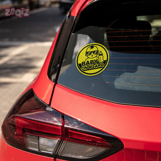 PVC Baby On Board Kids Safety Notice Self Adhesive Sticker For Car Window, 10 x 13 Centimeters