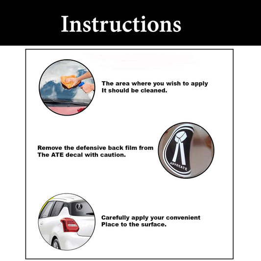 Advocate Emblem of Honor Window Sticker, Black & White 5.5 inch | Advocate Lawyer Sign Logo Sticker Pack of 2 Waterproof Vinyl Stickers Comaptible for Cars and Two Wheelers