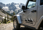 Adventure Mountain Car Sticker 41x16 cm – Black Vinyl Decal for Car Door, Bonnet, Hood & Bumper | Waterproof Self Adhesive 4x4 SUV Off-Road Graphic Styling Sticker