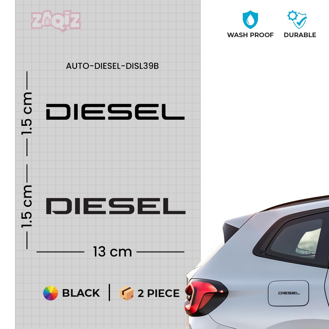 diesel decal for car tank cap, long-lasting waterproof vinyl sticker 1 pack, 2 pieces (black)