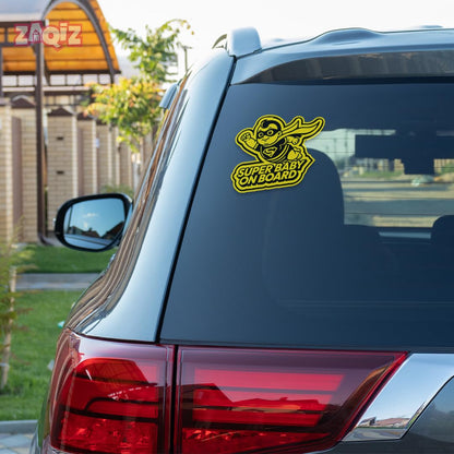Super Baby on Board Kids Safety Warning Sticker, PVC Material, Peel & Stick Installation, Suitable for Car and Metal Surfaces-Self-Adhesive