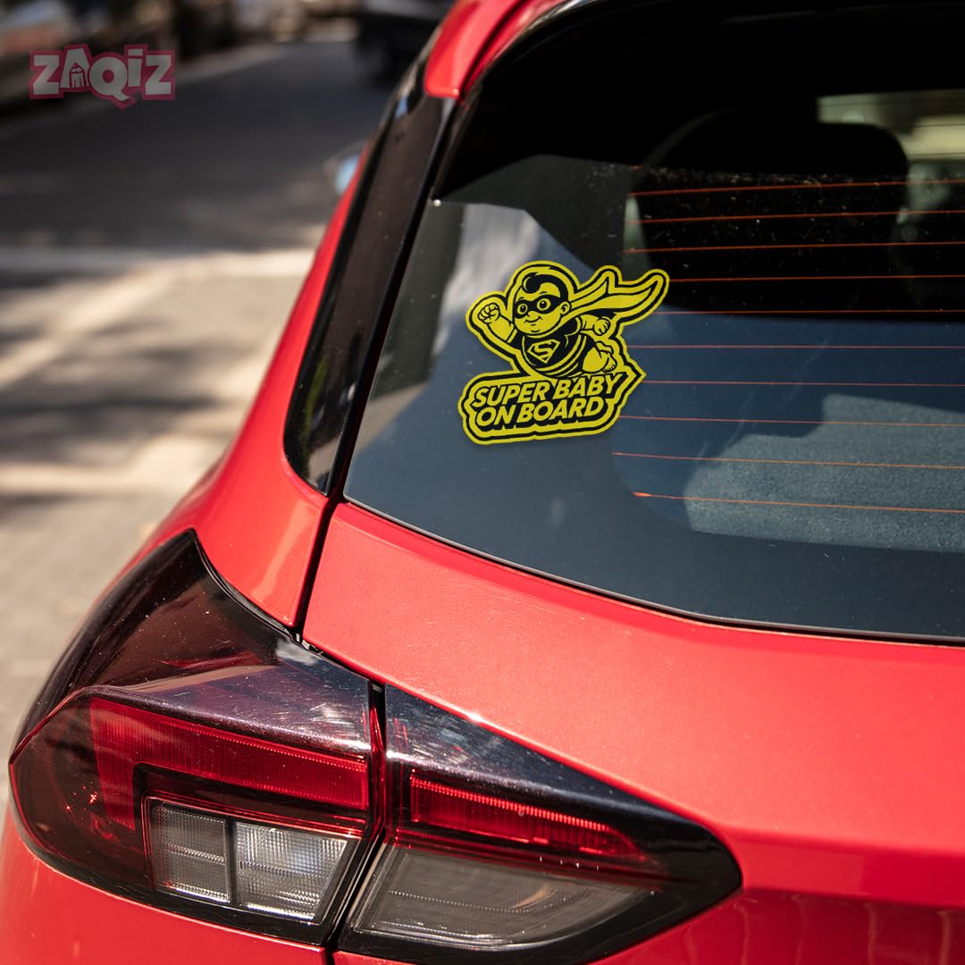 super baby on board kids safety warning sticker, pvc material, peel & stick installation, suitable for car and metal surfaces-self-adhesive