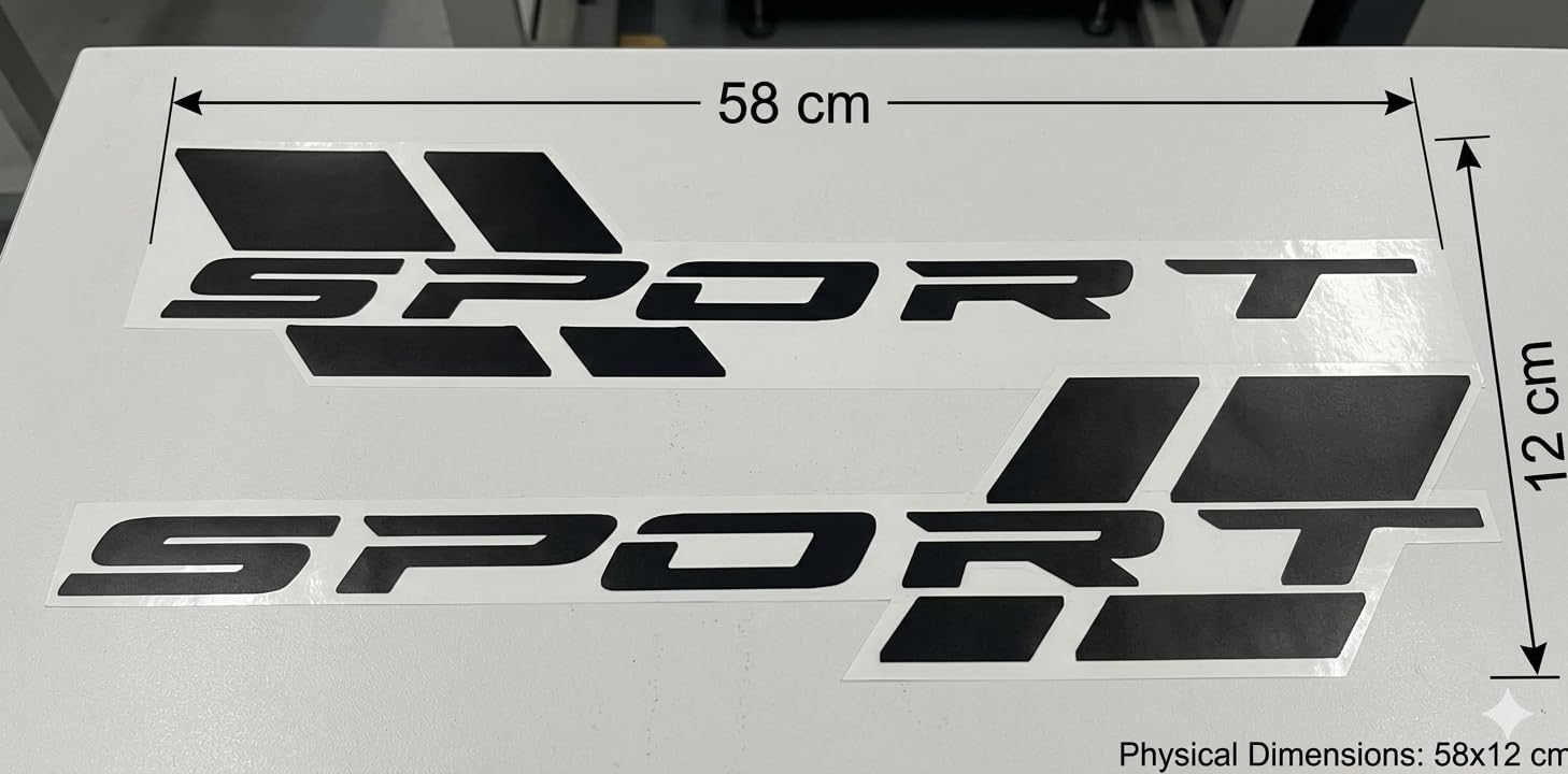 port Letter Car Sticker (Black) 2 PCS 58x12 cm | Side Door Vinyl Decal for Car, SUV & Truck | Waterproof Self Adhesive Racing Stripe Graphic for Exterior Body Styling