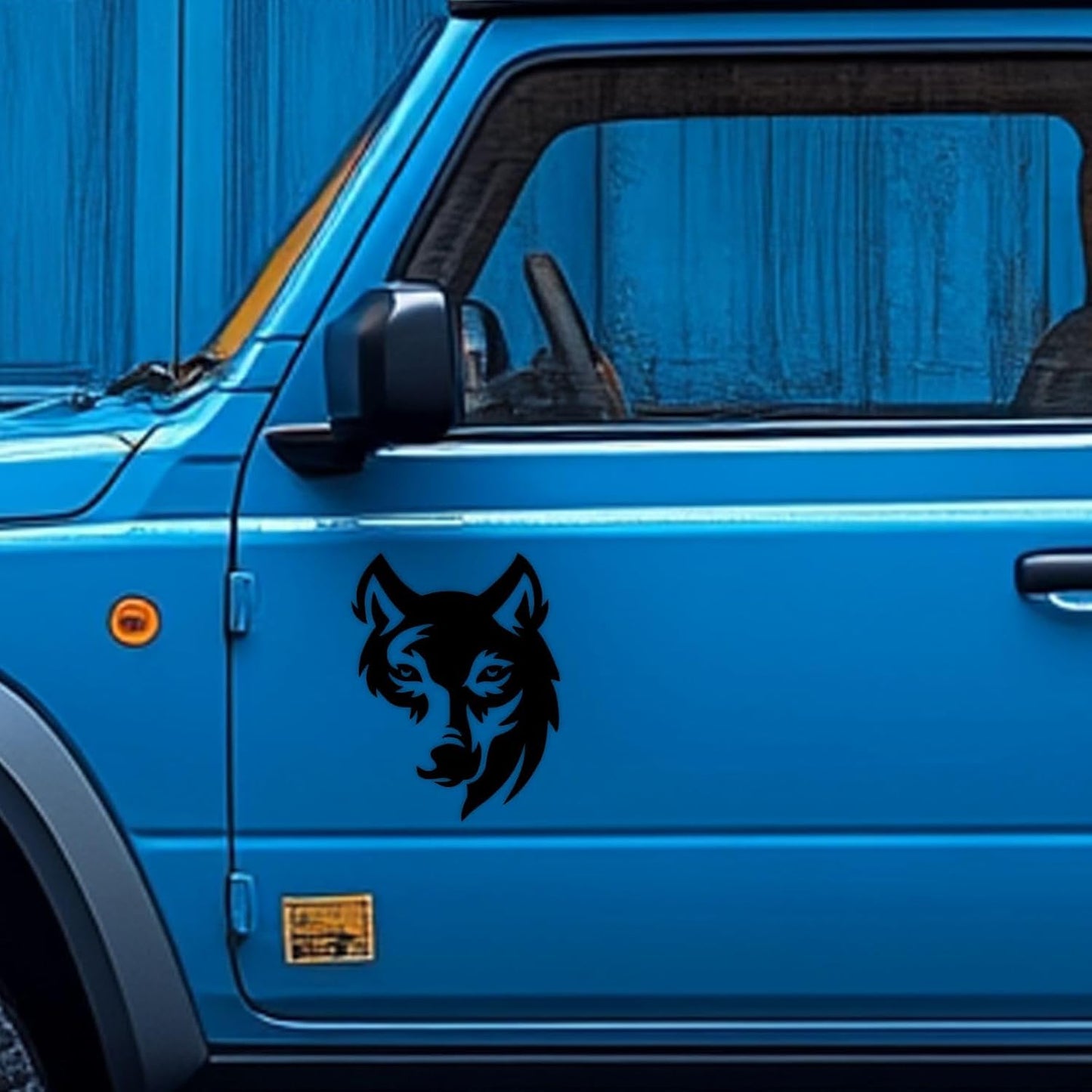 face of wolf nice & trendy look exterior car sticker self-adhesive, waterproof decal vinyl for all car sticker (2pcs) size (8.5cm x 11cm)_c10