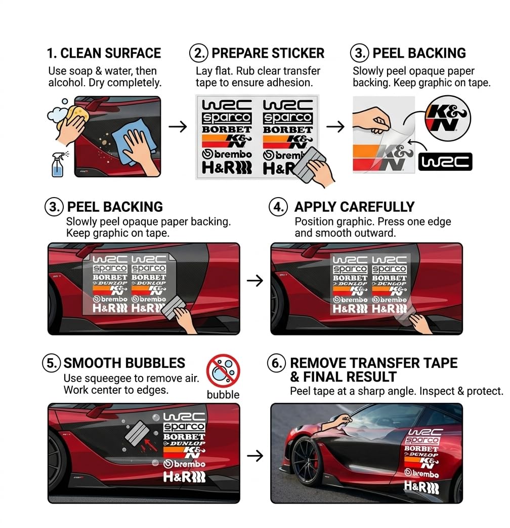 racing sponsors graphic logo -14 pieces car sticker vinyl decal pvc for sides, hoods, bumper (large)