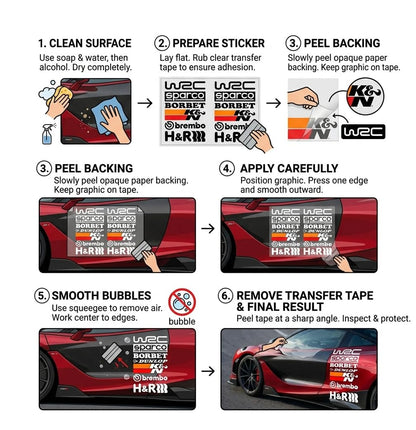 Racing Sponsors Graphic Logo -14 Pieces Car Sticker Vinyl Decal PVC for Sides, Hoods, Bumper (Large)