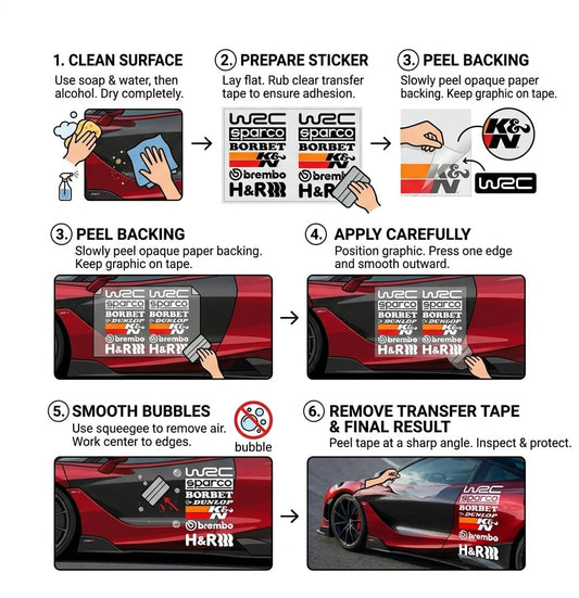 Racing Sponsors Graphic Logo -14 Pieces Car Sticker Vinyl Decal PVC for Sides, Hoods, Bumper (Large)