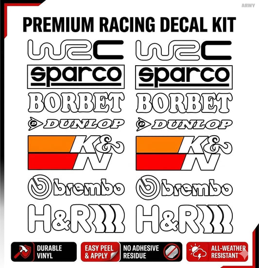Racing Sponsors Graphic Logo -14 Pieces Car Sticker Vinyl Decal PVC for Sides, Hoods, Bumper (Large)