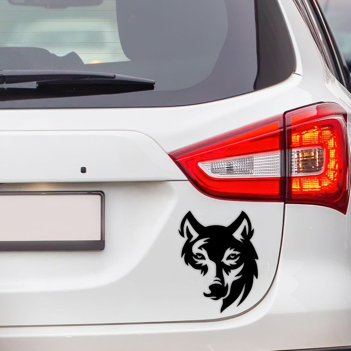 face of wolf nice & trendy look exterior car sticker self-adhesive, waterproof decal vinyl for all car sticker (2pcs) size (8.5cm x 11cm)_c10