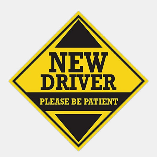 New Driver Safety Racing Sticker | Waterproof Reflective Yellow Exterior Sticker | 14.5 x 14.5 cm