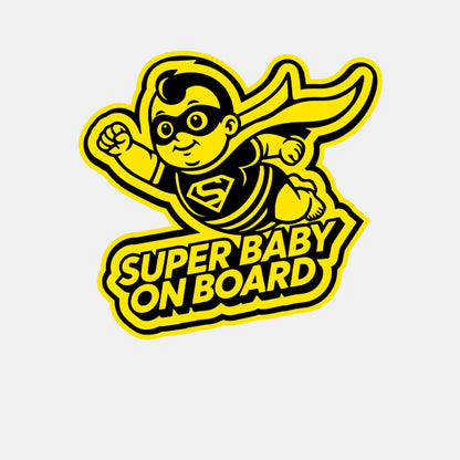 Super Baby on Board Kids Safety Warning Sticker, PVC Material, Peel & Stick Installation, Suitable for Car and Metal Surfaces-Self-Adhesive